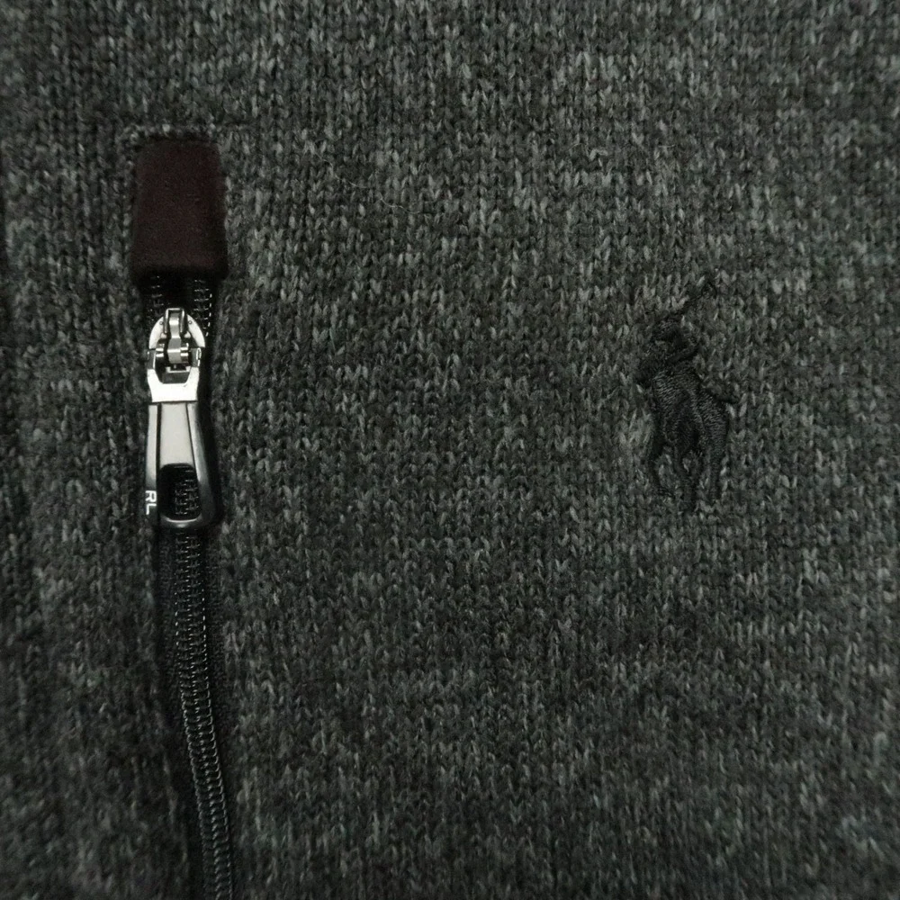 Polo Ralph Lauren Vest Mens Medium Gray Performance Fleece Full Zip Pockets‎